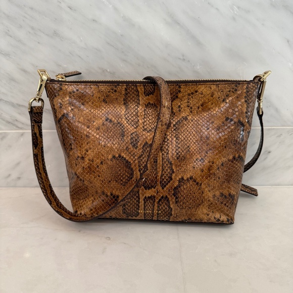 Rejina Pyo Alma Bag, Brown snake-embossed leather - Picture 3 of 10